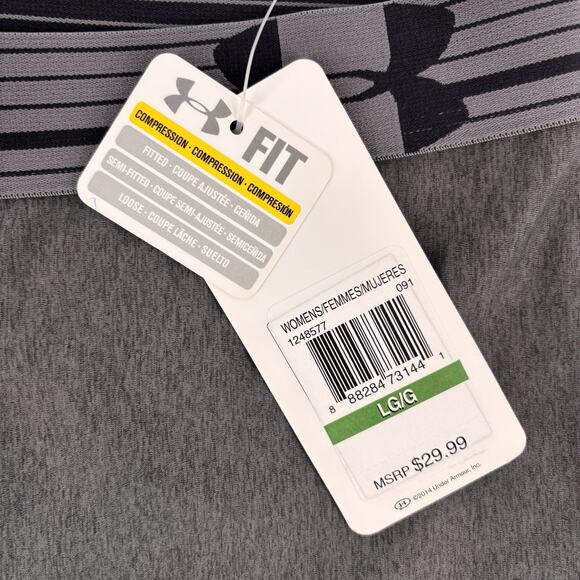 NEW Under Armour Women's HeatGear Middy Compression Shorts NWT Large Gray NWT‎ - Picture 8 of 9